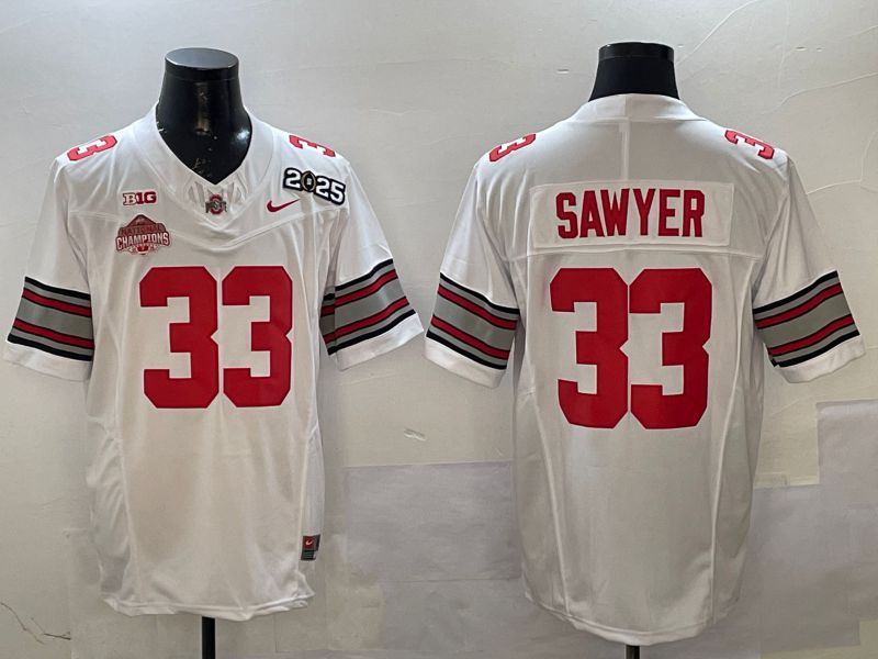 Men Ohio State Buckeyes #33 Sawyer White Three generations Nike 2025 NCAA Jersey->new york mets->MLB Jersey